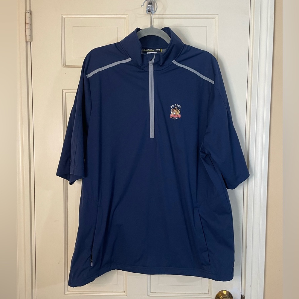 Under Armour Jacket Mens XL Blue  Short Sleeve 1/4 Zip Pullover 2016 US Open - Picture 10 of 10